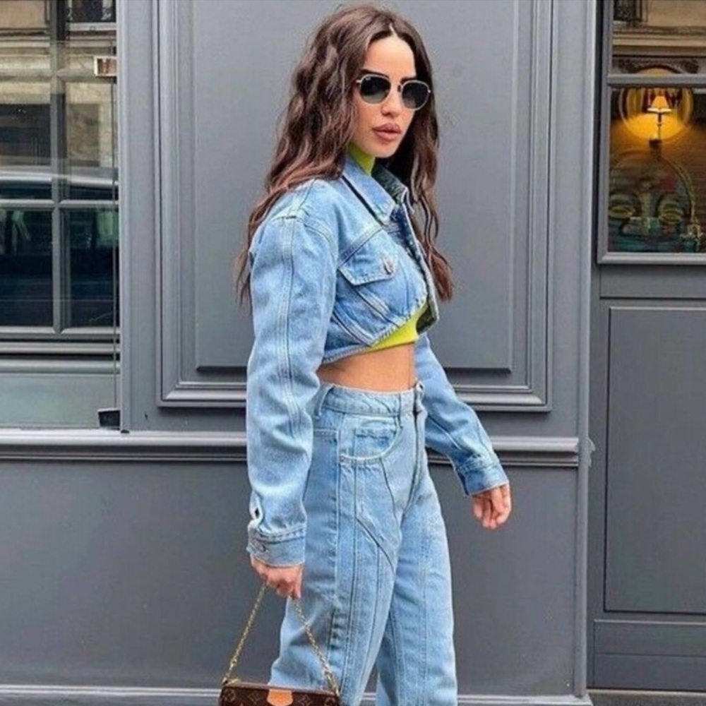 Zara NWT Cropped Denim Jacket - Picture 7 of 12